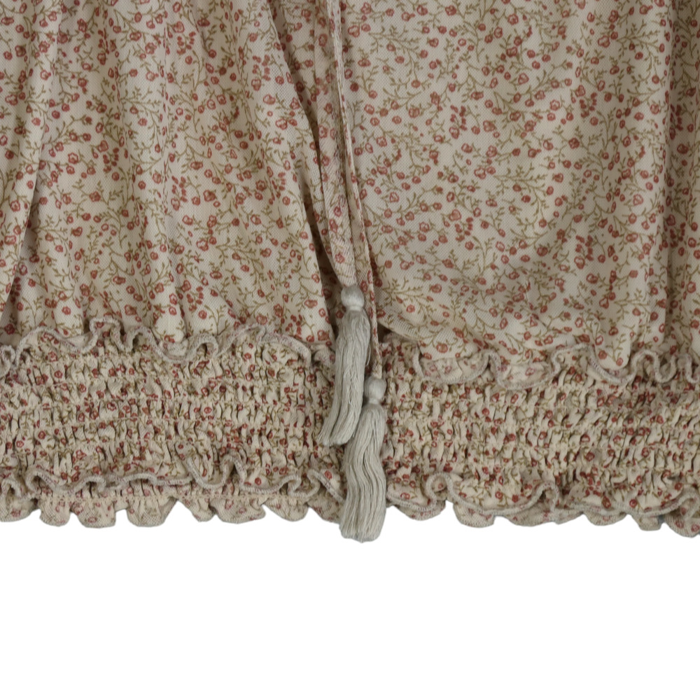 Indigo Rose Knit Top Women Large Pink Floral Puff Sleeve Smocked Peasant Boho - Picture 5 of 11
